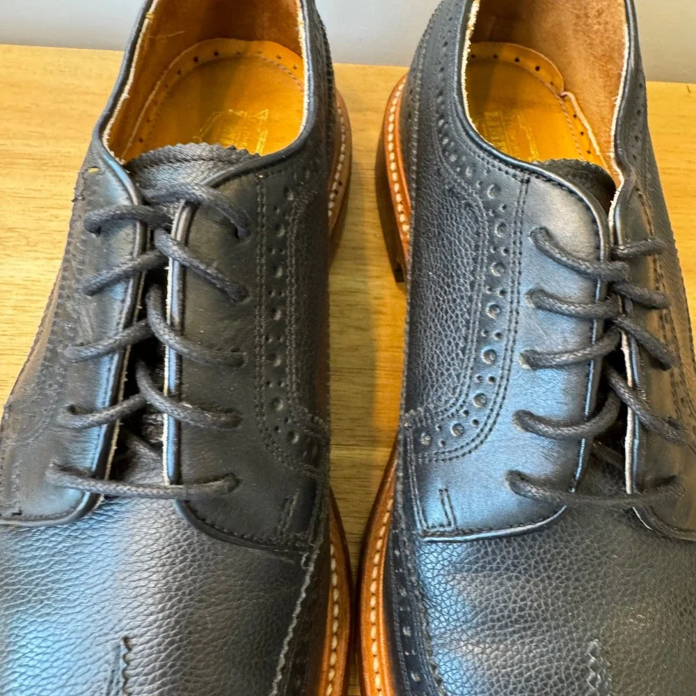 Florsheim Limited Men 8 D Black Pebbled Leather Wingtip Brogue Oxford Dress Shoe